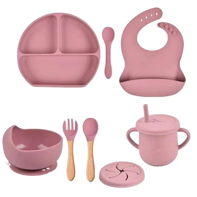 BPA Free High Quality Silicone Baby Tableware 7 in 1 Set