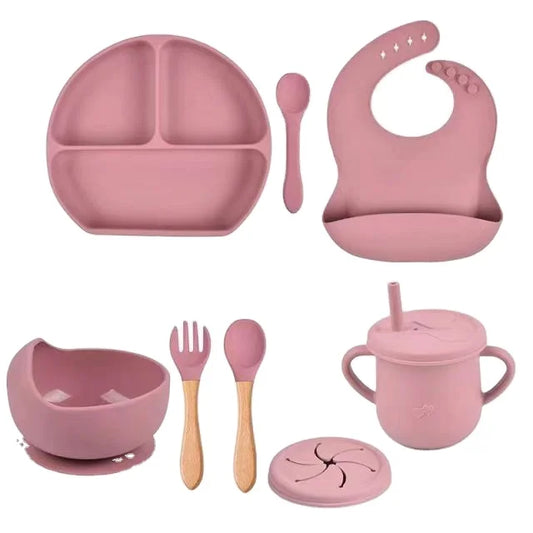 BPA Free High Quality Silicone Baby Tableware 7 in 1 Set