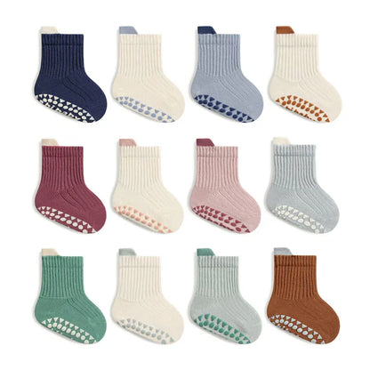 3 Pairs Kids Cotton Grip Socks