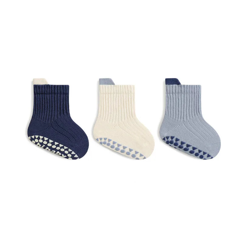 3 Pairs Kids Cotton Grip Socks