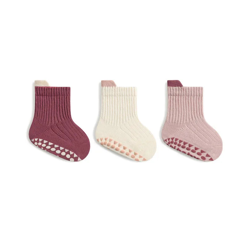 3 Pairs Kids Cotton Grip Socks